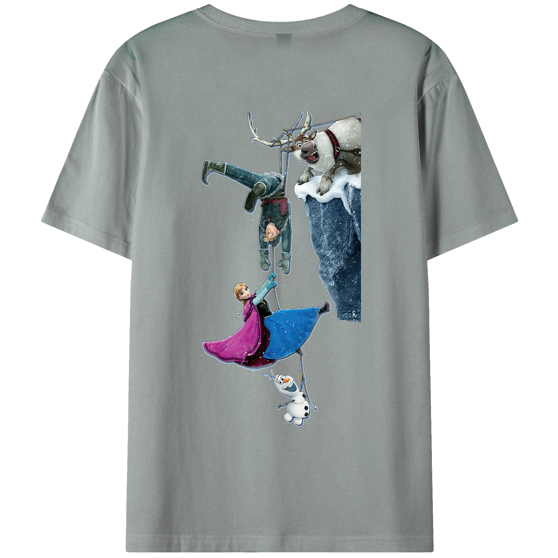 （画像用） アナと雪の女王 アンナ エルサ Frozen Anna Elsa 綿100％ メンズ半袖Tシャツ（バックプリント） 通気性